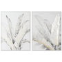 DKD Home Decor Set de 2 Cuadros Palmera 90x120 cm de Lienzo y PS Gris, Dorado y Blanco