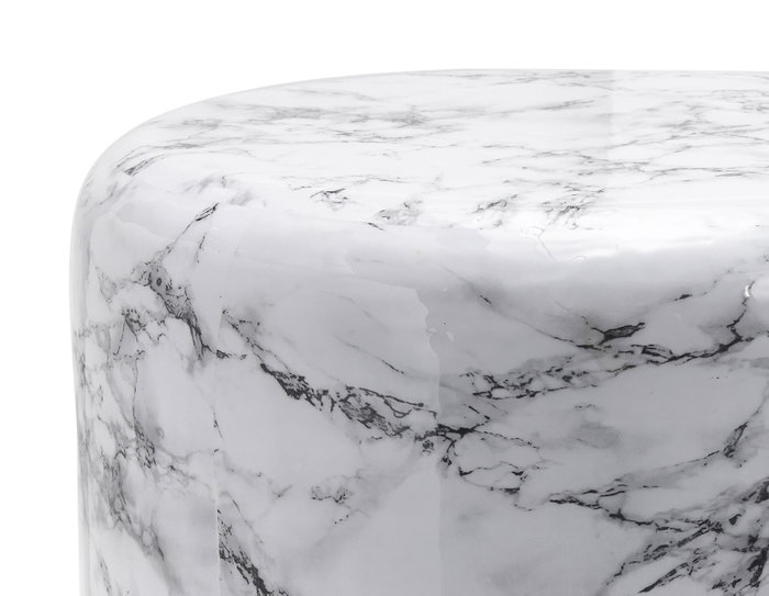 DKD Home Decor Mesita Auxiliar de Hierro Símil Mármol Blanco y Dorado