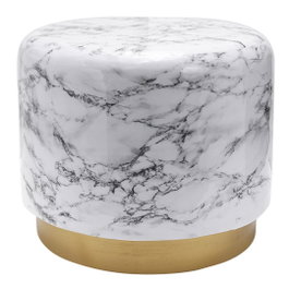 DKD Home Decor Mesita Auxiliar de Hierro Símil Mármol Blanco y Dorado