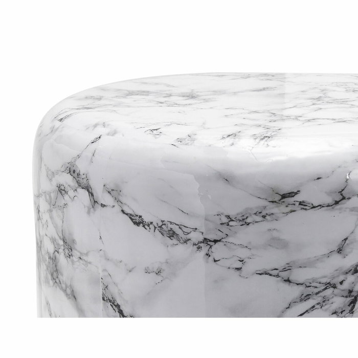 DKD Home Decor Mesita Auxiliar de Hierro Símil Mármol Blanco y Dorado DKD Home Decor Mesita Auxiliar de Hierro Símil Mármol Blanco y Dorado