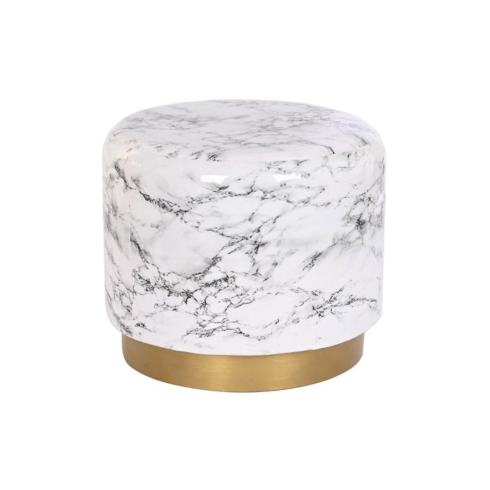 DKD Home Decor Mesita Auxiliar de Hierro Símil Mármol Blanco y Dorado DKD Home Decor Mesita Auxiliar de Hierro Símil Mármol Blanco y Dorado