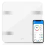 Grunkel FITBLUE300WHITE Balanza para Bebés Bluetooth con App, Análisis Corporal, 5-180 kg, 12 Parámetros, Cristal Templado, Color Blanco