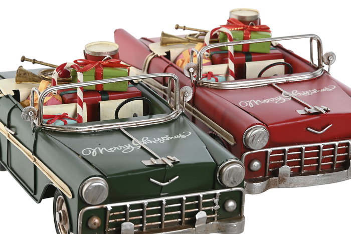 DKD Home Decor Vehiculo Decoracion Navidad Tradicional Rojo Verde 37 x 12 x 15.5 cm (2 Unidades)