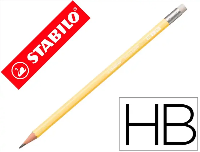 Stabilo Lápiz de Grafito Swano Pastel HB con Goma Amarillo, Pack de 12 unidades