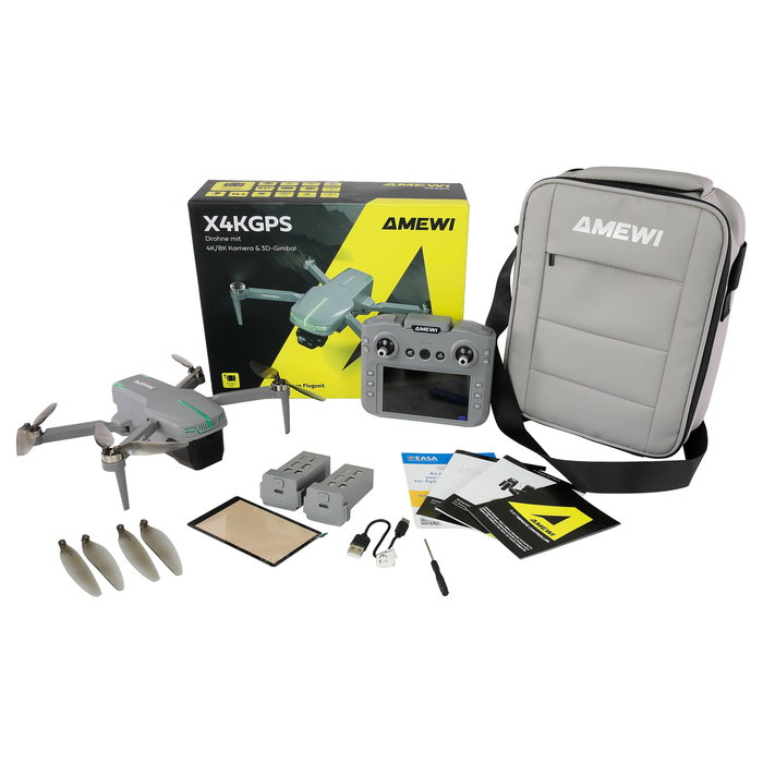 Amewi AMXFlight X4K GPS Dron Cuadricóptero con Cámara 4K, Gris