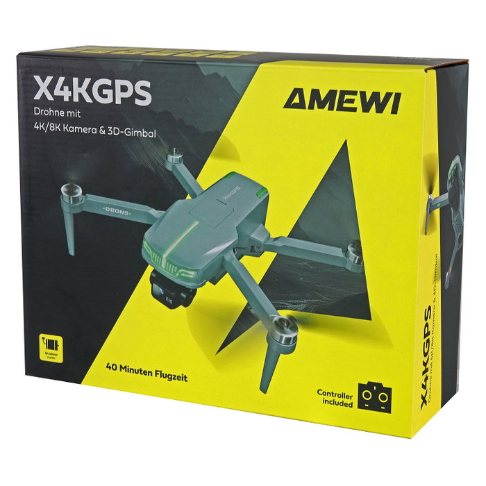 Amewi AMXFlight X4K GPS Dron Cuadricóptero con Cámara 4K, Gris