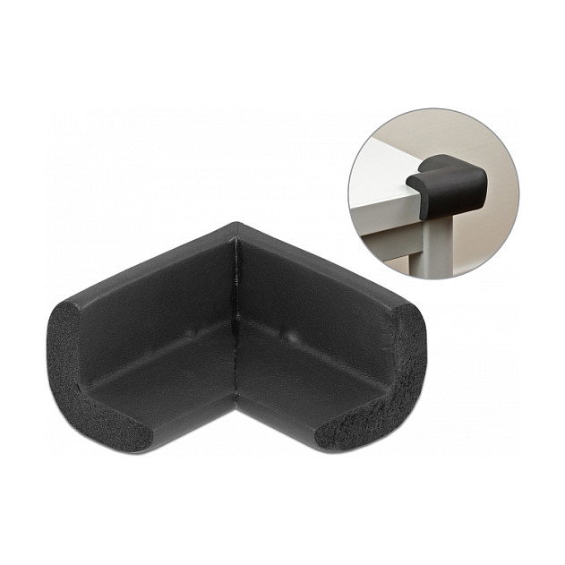 DeLOCK Protector de bordes de espuma autoadhesivo 56 x 56 x 33 mm negro