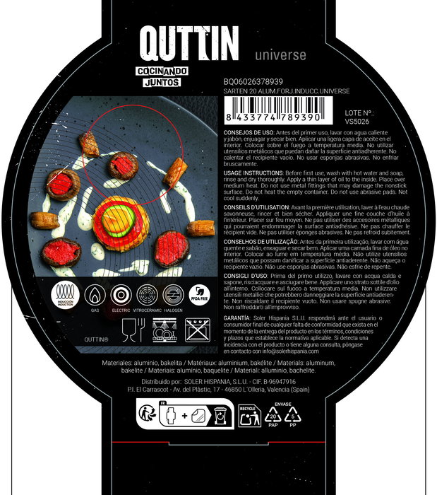 Quttin Sarten Universe 20 cm Aluminio Forjado Induccion (6 Unidades)