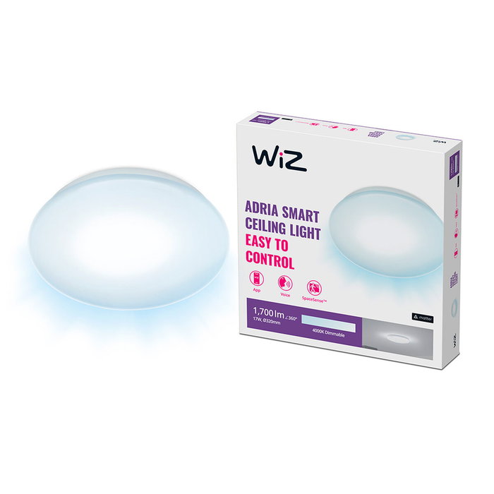 Wiz Plafón inteligente Adria Wi-Fi 17 W 4000 K 1700 lm ø32 cm Wiz Plafón inteligente Adria Wi-Fi 17 W 4000 K 1700 lm ø32 cm