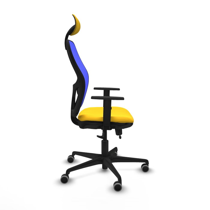 PIQUERAS Y CRESPO Silla de oficina Jorquera con Mecanismo Sincro/Traslack, Amarillo y Azul