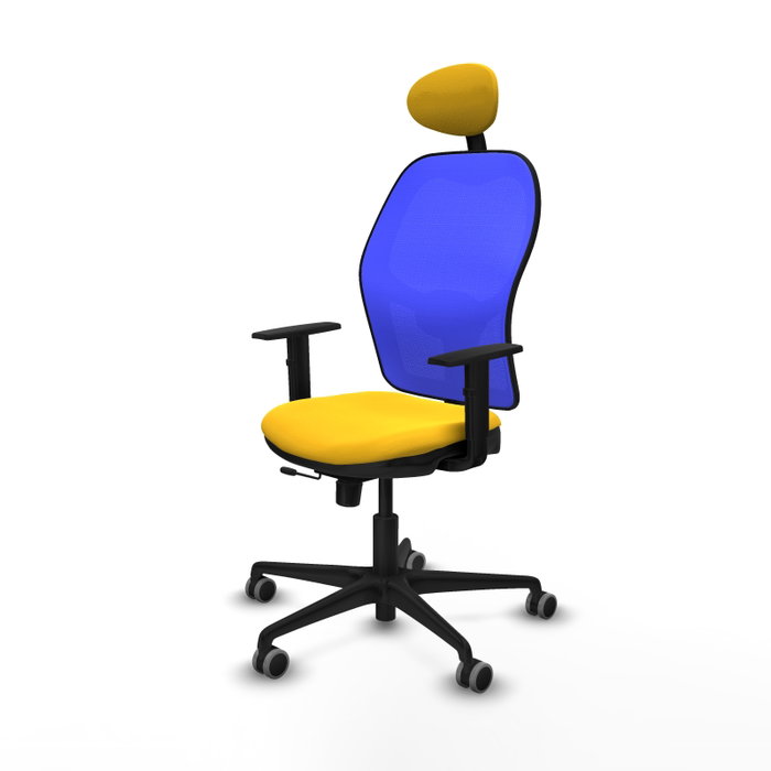 PIQUERAS Y CRESPO Silla de oficina Jorquera con Mecanismo Sincro/Traslack, Amarillo y Azul