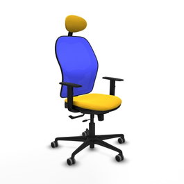 PIQUERAS Y CRESPO Silla de oficina Jorquera con Mecanismo Sincro/Traslack, Amarillo y Azul