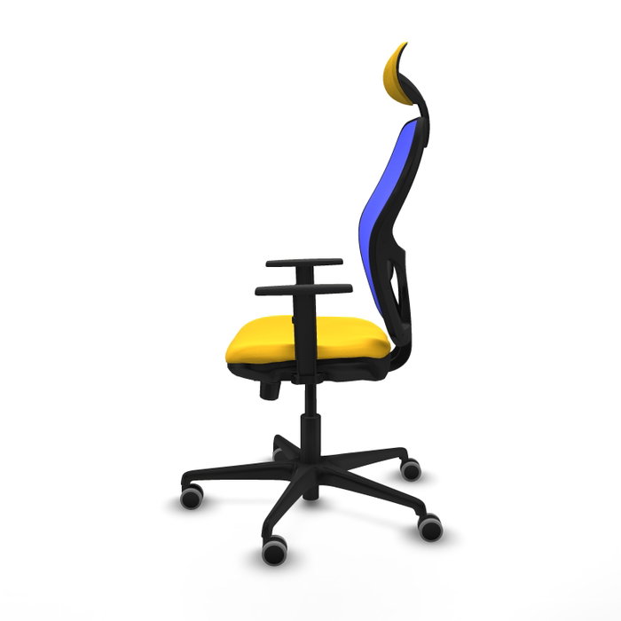 PIQUERAS Y CRESPO Silla de oficina Jorquera con Mecanismo Sincro/Traslack, Amarillo y Azul