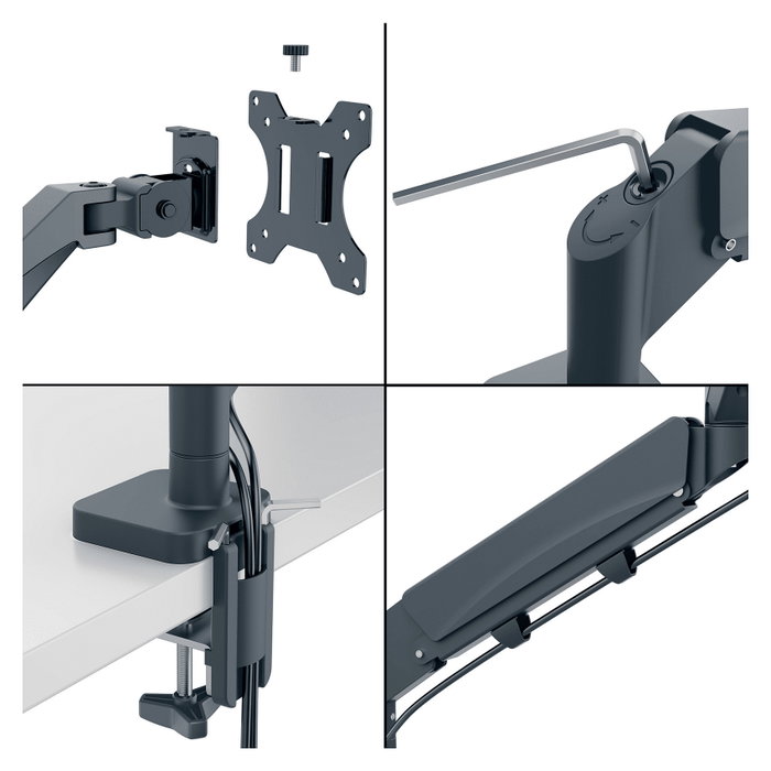 LEITZ Brazo Dual Ergo Space Saving para Monitor y Portátil - Gris Oscuro
