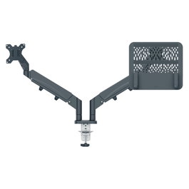 LEITZ Brazo Dual Ergo Space Saving para Monitor y Portátil - Gris Oscuro