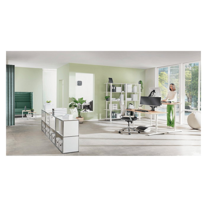 LEITZ Brazo Dual Ergo Space Saving para Monitor y Portátil - Gris Oscuro