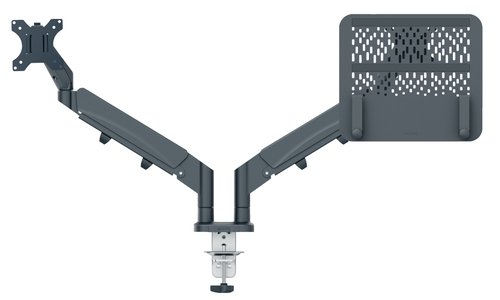 Leitz Brazo Dual para Monitor y Portátil Ergo Space Saving Gris Oscuro