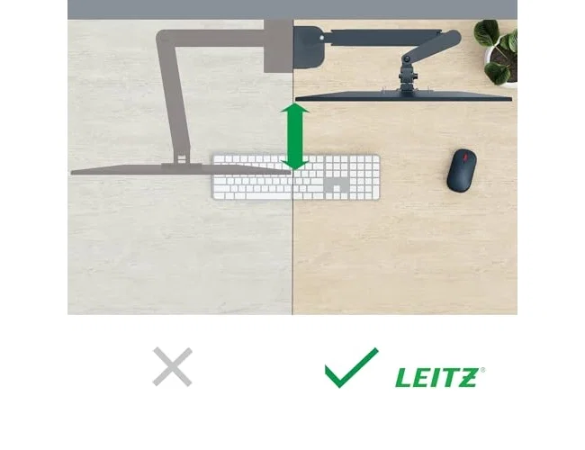 Leitz Brazo Dual Ergo Space Saving para Monitor y Portátil, Gris Oscuro