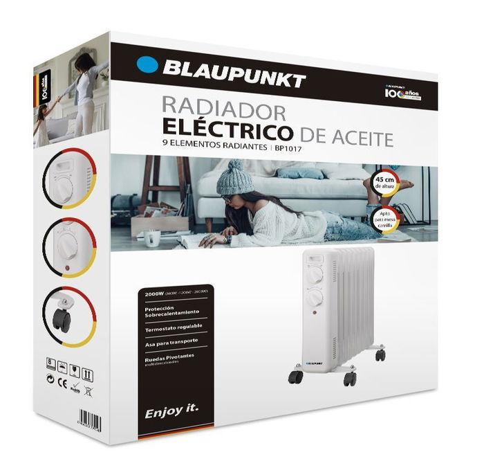 BLAUPUNKT Radiador de Aceite 9 Elementos, 2000W, Altura 45 cm