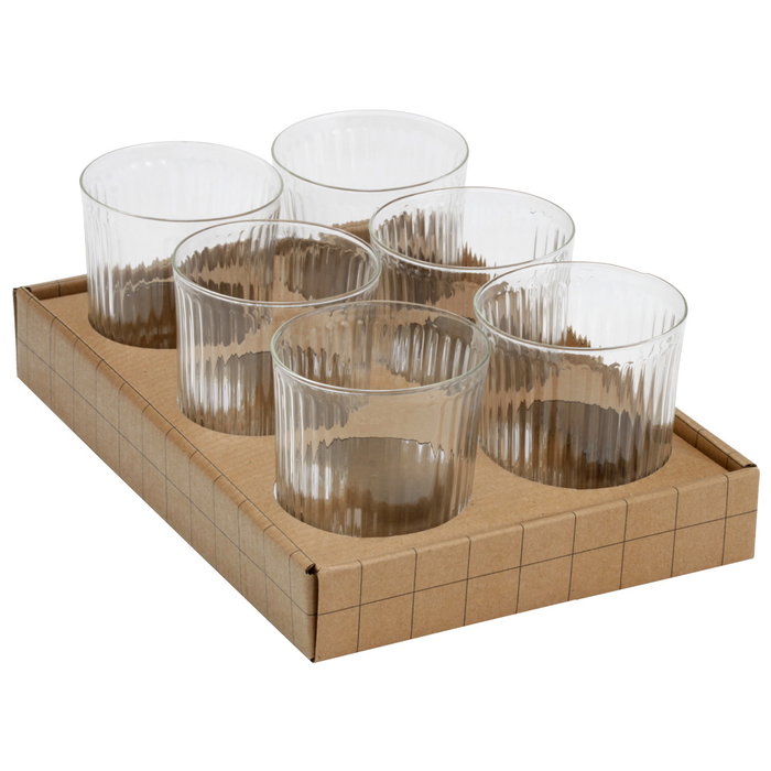 Day Vaso de Vidrio Borosilicato 380 ml con Relieve Estriado - Transparente