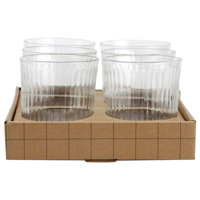 Day Vaso de Vidrio Borosilicato 380 ml con Relieve Estriado - Transparente