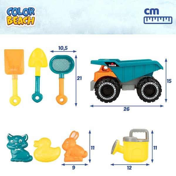 Camión de playa 26 cm con accesorios de playa color beach