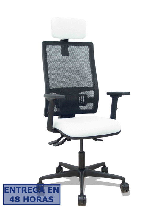 PIQUERAS Y CRESPO Silla Bormate con Mecanismo Asíncrono, Malla Negra y Asiento Blanco PIQUERAS Y CRESPO Silla Bormate con Mecanismo Asíncrono, Malla Negra y Asiento Blanco