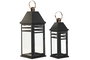 Farol Home ESPRIT Negro Dorado Metal Cristal 19 x 19 x 50 cm (2 Piezas)