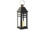 Farol Home ESPRIT Negro Dorado Metal Cristal 19 x 19 x 50 cm (2 Piezas)