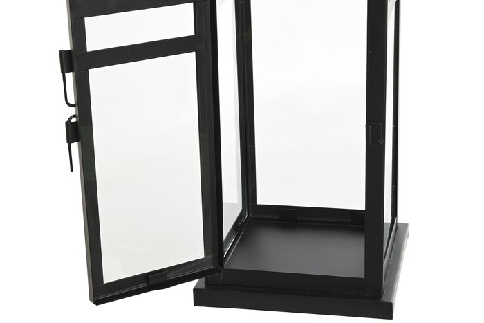 Farol Home ESPRIT Negro Dorado Metal Cristal 19 x 19 x 50 cm (2 Piezas)