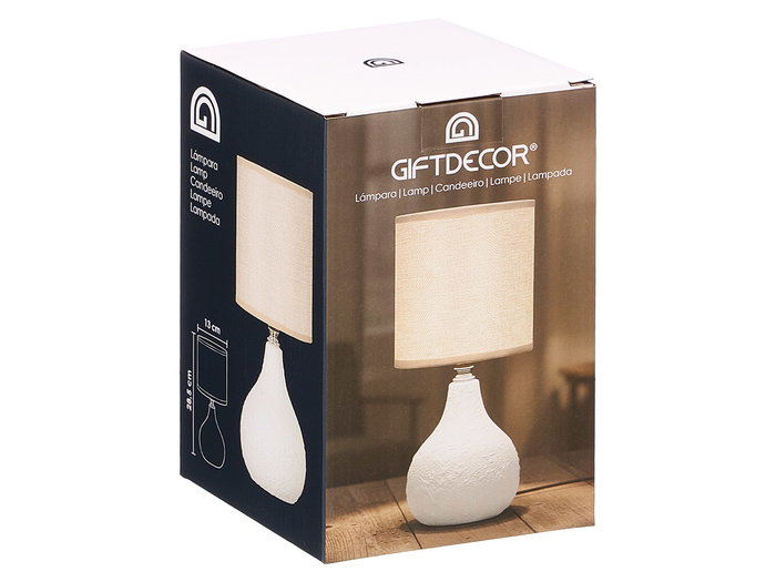 Giftdecor Lámpara Sobremesa Abombado Blanca Cerámica 13 x 20 x 13 cm (Set de 12)