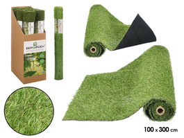 Ibergarden Rollo de Césped Artificial 1x3 m, 18 mm Grosor, Color Verde, para Exteriores, Material PP/PE, 100x300 cm Abierto (Set de 7)