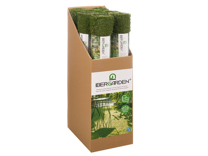 Ibergarden Rollo de Césped Artificial 1x3 m, 18 mm Grosor, Color Verde, para Exteriores, Material PP/PE, 100x300 cm Abierto (Set de 7)