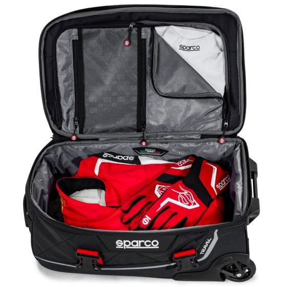 Sparco Bolsa de Viaje Travel Kit S016438NRRS Negro-Rojo 55 Litros