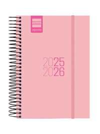 Agenda Escolar (2025-26) Finocam Espir Espiral Tapa Pp D/P E8 120X171 Con Goma Rosa