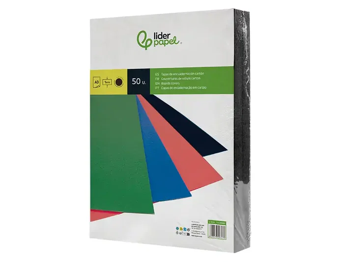 Liderpapel Tapa Encuadernacion Carton A3 Negra 1mm Paquete 50 Unidades
