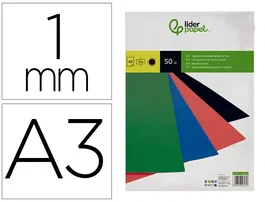 Liderpapel Tapa Encuadernacion Carton A3 Negra 1mm Paquete 50 Unidades