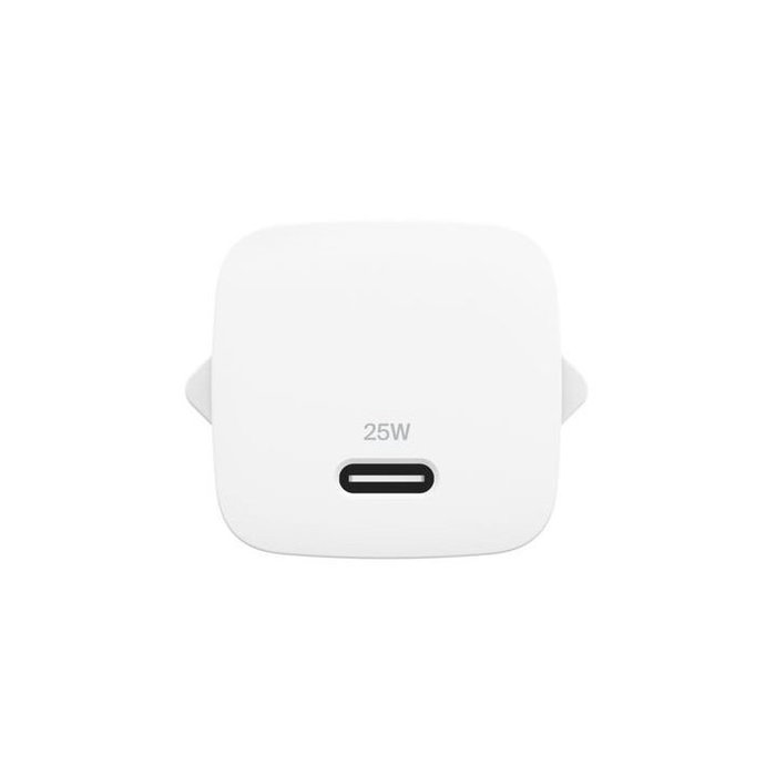 Belkin WCA012KQWH Cargador de Pared USB-C 25W Blanco con Carga Rápida Power Delivery 3.1 y Clavijas Plegables para Smartphone y Tablet