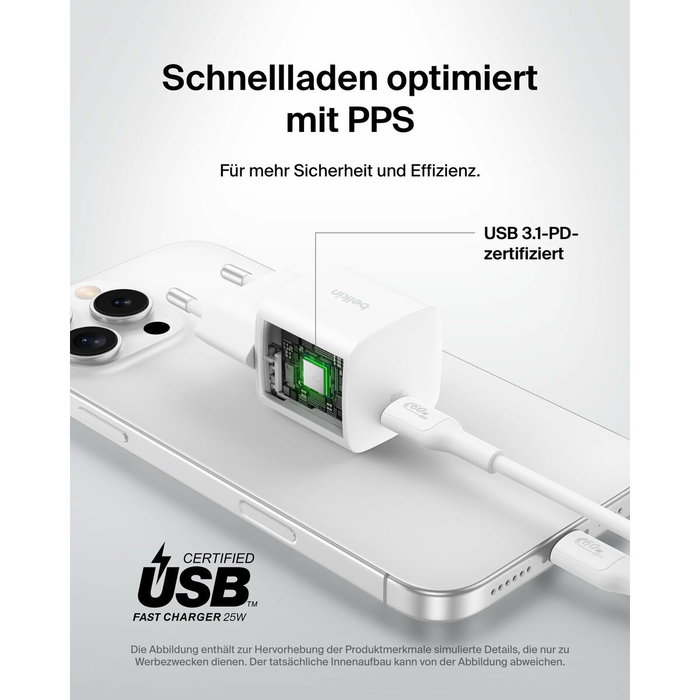 Belkin BoostCharge Cargador de Pared USB-C 25W Blanco