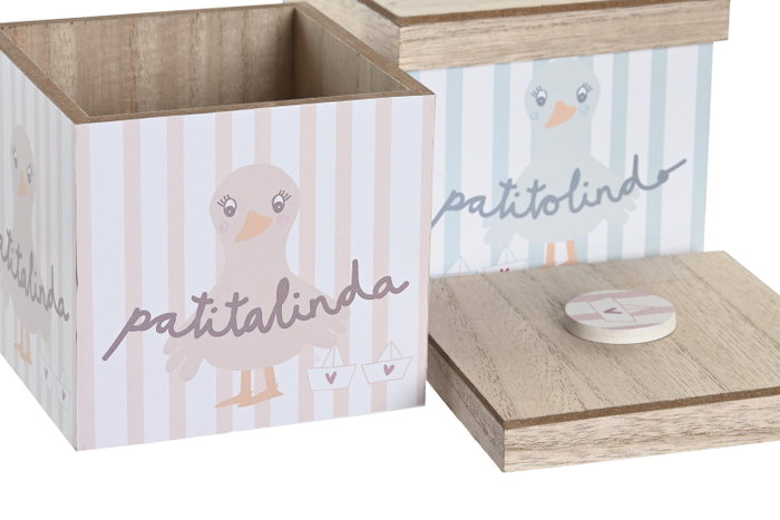 DKD Home Decor Caja MDF Patitos y Mapache Surtida