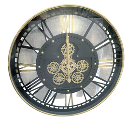 DKD Home Decor Reloj de Pared Loft Negro Dorado 100 x 9 x 100 cm