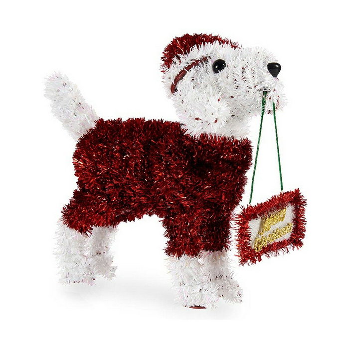 KRIST+ Perro Espumillón Cartel Rojo Blanco Verde Oro 9x23x29 cm (12 Unidades)