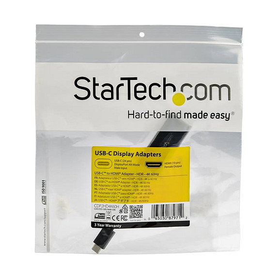 StarTech.com Adaptador USB-C a HDMI con HDR 4K 60Hz - Negro