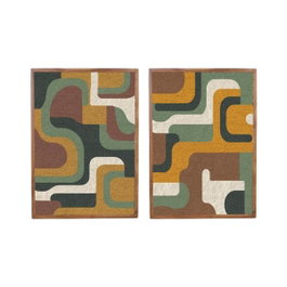 DKD Home Decor Cuadro Algodón y Acacia Moderno Surtido de 2 Piezas (75x105 cm) Verde y Mostaza