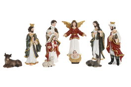 DKD Home Decor Nacimiento Navidad Tradicional Multicolor Set 8 Piezas Resina 4x5x12 cm