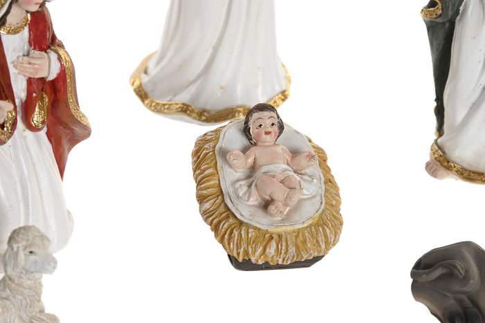 DKD Home Decor Nacimiento Navidad Tradicional Multicolor Set 8 Piezas Resina 4x5x12 cm
