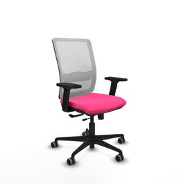 PIQUERAS Y CRESPO Silla de oficina Haches Rosa y Blanca con mecanismo Sincro/Traslack