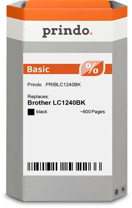 Prindo Basic Cartucho de Tinta Negro Compatible con Brother LC1240BK ~600 Páginas Prindo Basic Cartucho de Tinta Negro Compatible con Brother LC1240BK ~600 Páginas