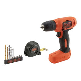 Black+Decker Taladro Atornillador Recargable Ultracompacto 7.2V, Portabrocas 10 mm, 12 Nm, 400 RPM, con 11 Accesorios (Brocas, Puntas, Flexómetro, Bolsa)