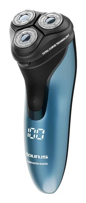 Taurus 3 Side Water Shave Afeitadora de Rotación para Hombres con 3 Cabezales en Negro y Azul Taurus 3 Side Water Shave Afeitadora de Rotación para Hombres con 3 Cabezales en Negro y Azul